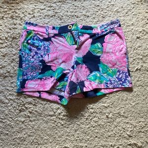 Lilly Pulitzer Callahan Knit Shorts - Size 4 - High Tide Navy Hey Hey Bouquet